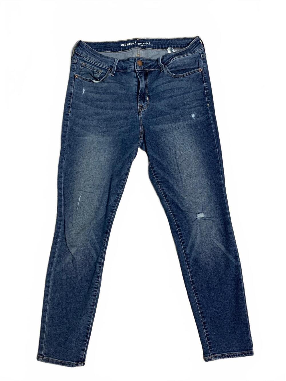 Old Navy Rockstar Mid-Rise Skinny Jeans, Size 8 Short, Dark Wash Denim